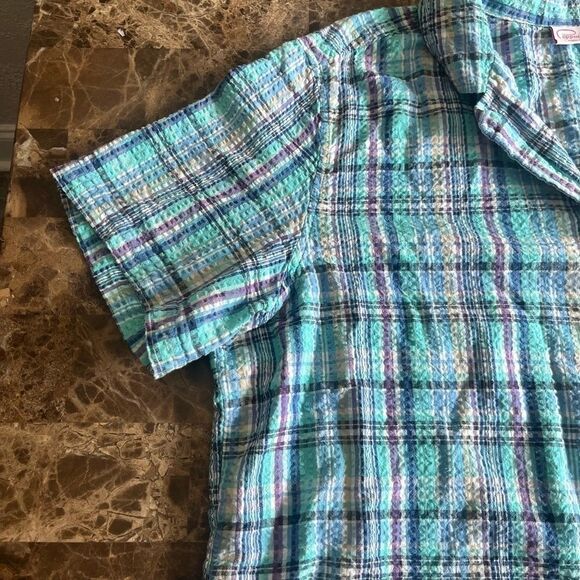 Cappagallo short sleeve button top womens XL blue plaid cotton y2k - Picture 9 of 14